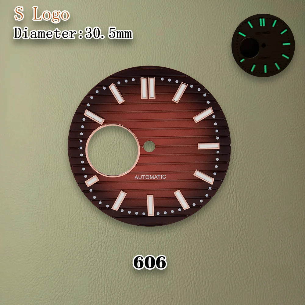 30.5 مللي متر S شعار Nautilu-s الاتصال الهاتفي الأسود الأخضر مضيئة مناسبة لحركة NH38 ساعة عالية الجودة تعديل إصلاح الملحقات