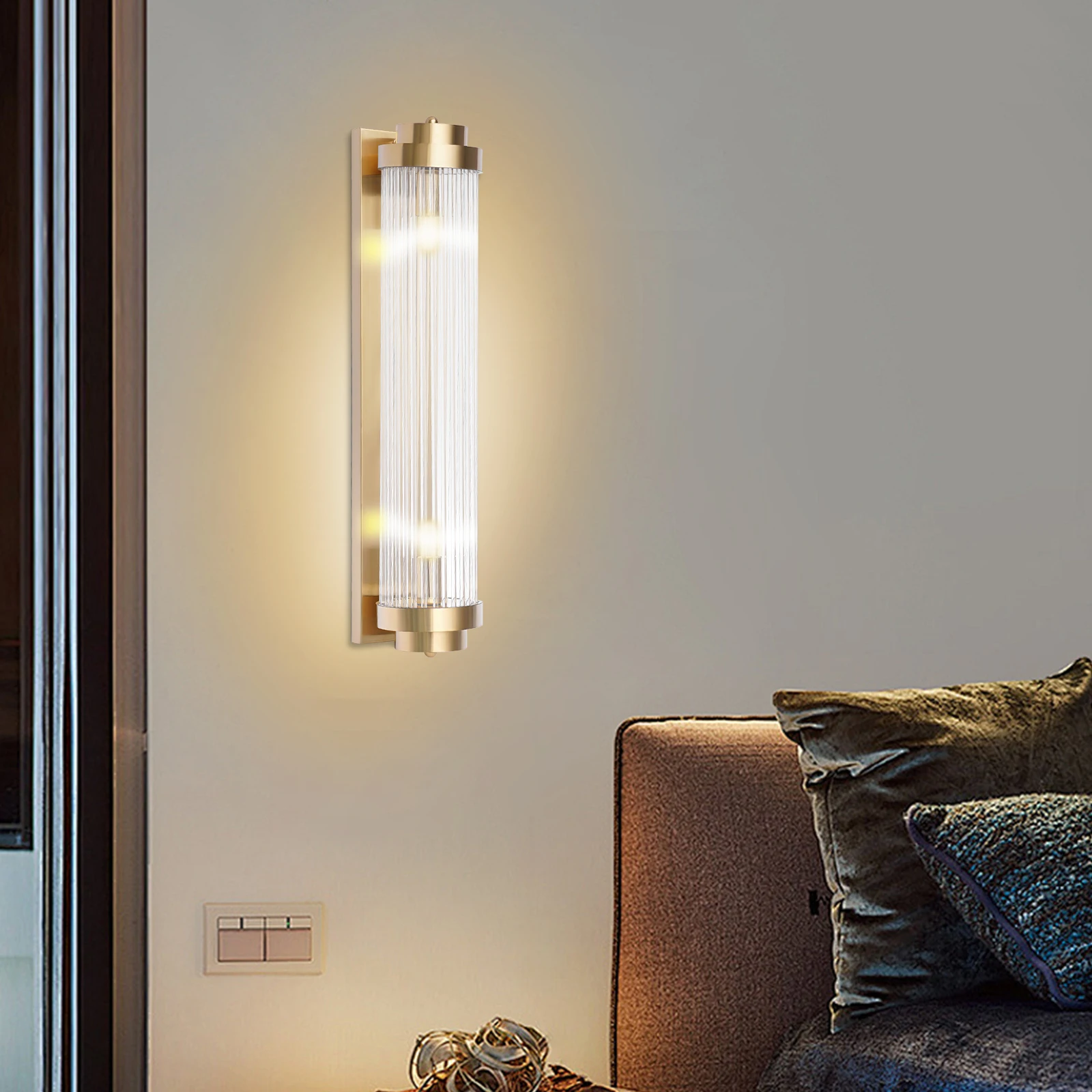 

Gold Wall Lamp Glass Wall Sconce Modern Indoor Wall Light Fixture Bedroom Decor for Dining Rooms, Living Rooms, Kitchens Retro