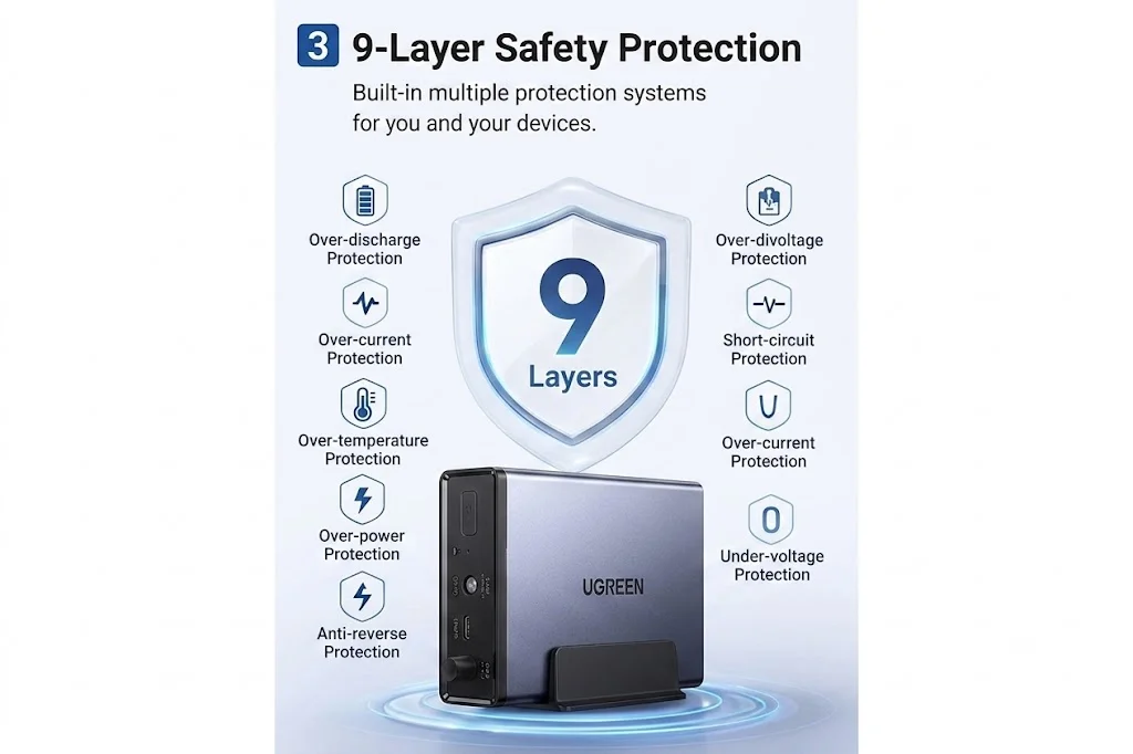 UGREEN US3000 NAS Mini UPS 120W 12000mAh Battery Backup for NAS Server DH2600 DX4600 DX2300 DXP2800 DXP4800 DXP480T Plus Power Failure Protection Auto Shutdown
