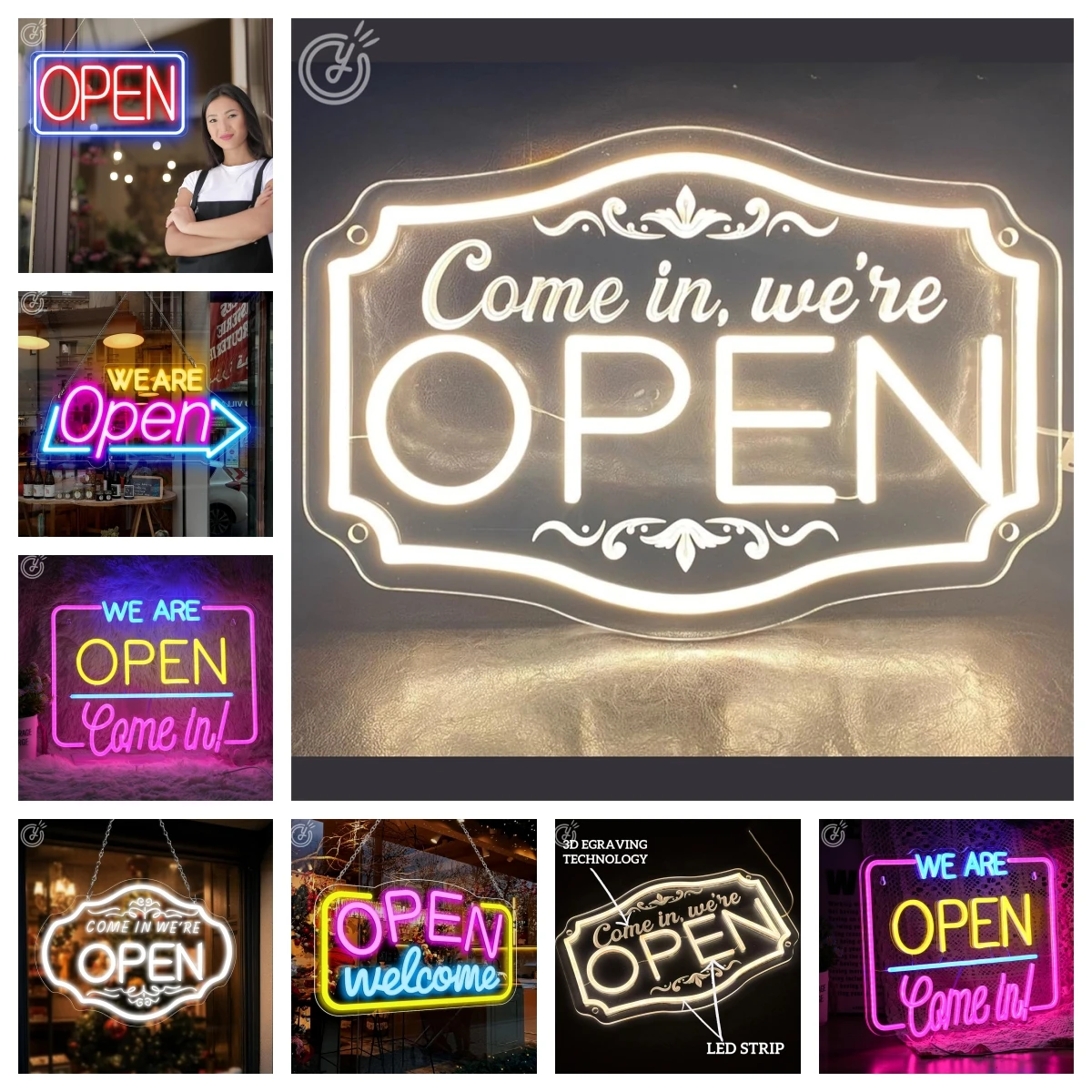 オープン LED ネオンサイン USB 壁装飾ビジネス店頭窓ガラスドア花屋バーサロンスタジオカフェレストランネオン