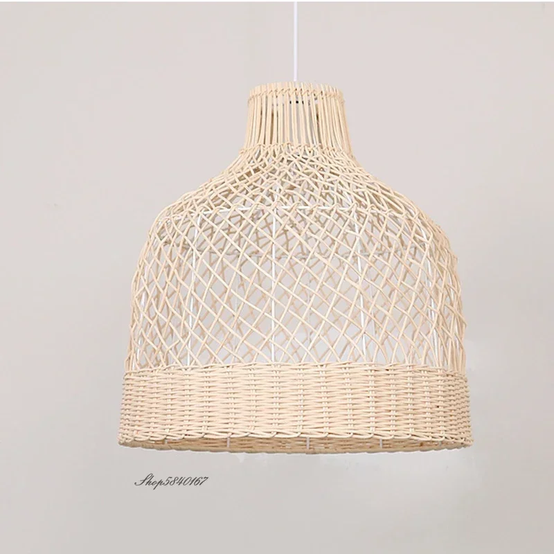 Japan Style Rattan Net Hanging Lamp Chinese Style Handmade Rattan Lustre Living Room Restaurant Dining Room Suspension Luminaire