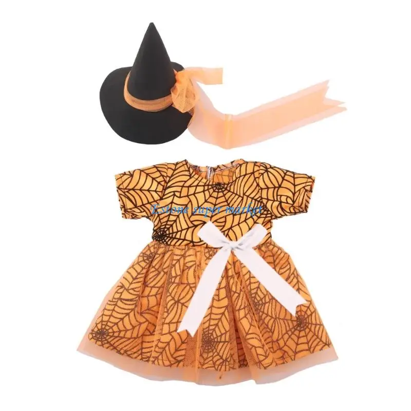 090B Creative Witch Halloween Wizard Outfit Halloween for 18 Inch Girl Doll Outfit Girl Doll Cosplay Clothes Accessories