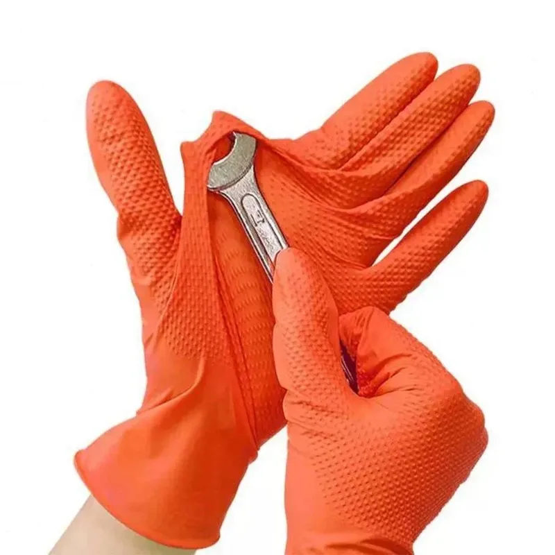 

Heavy Duty Nitrile Gloves 8Mil Extra Thick Mechanic Industrial Disposable Glove with Textured Grip Antislip Safety Work Gloves