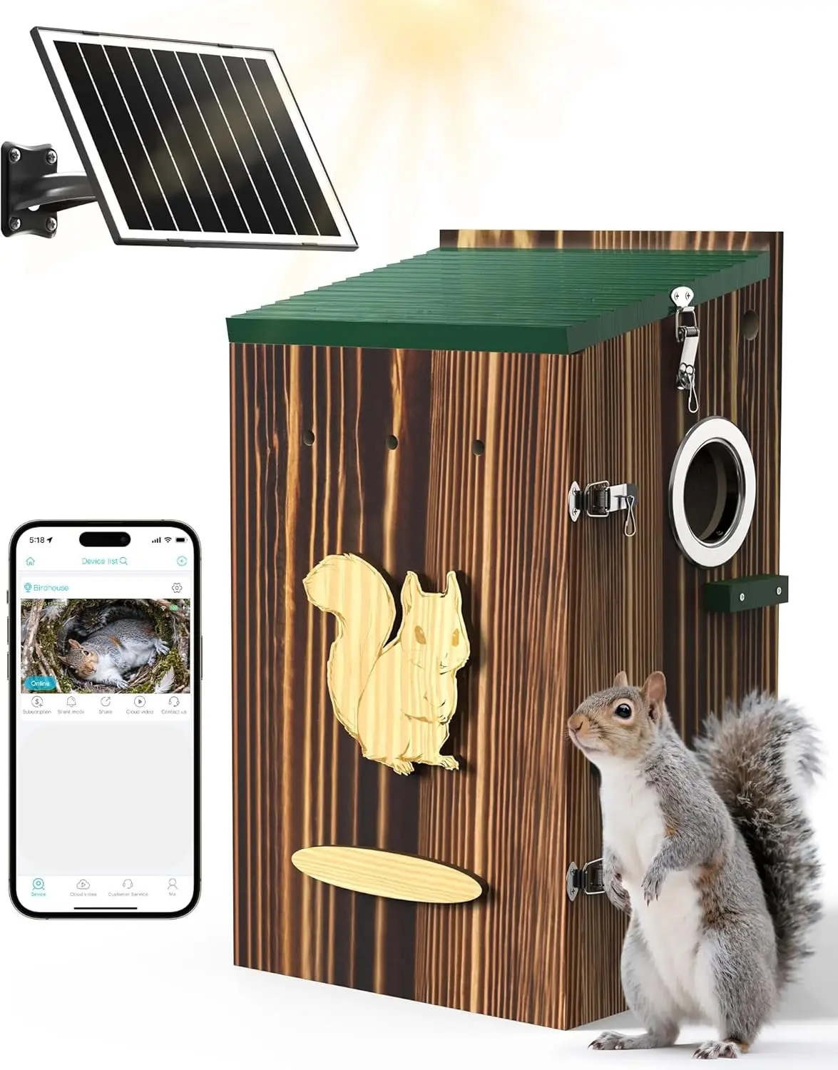 

2K HD Smart Squirrel Box with Camera, Predator-Proof, Auto Detect & Notify, Night Vision, APP Control, Outdoor Nesting House