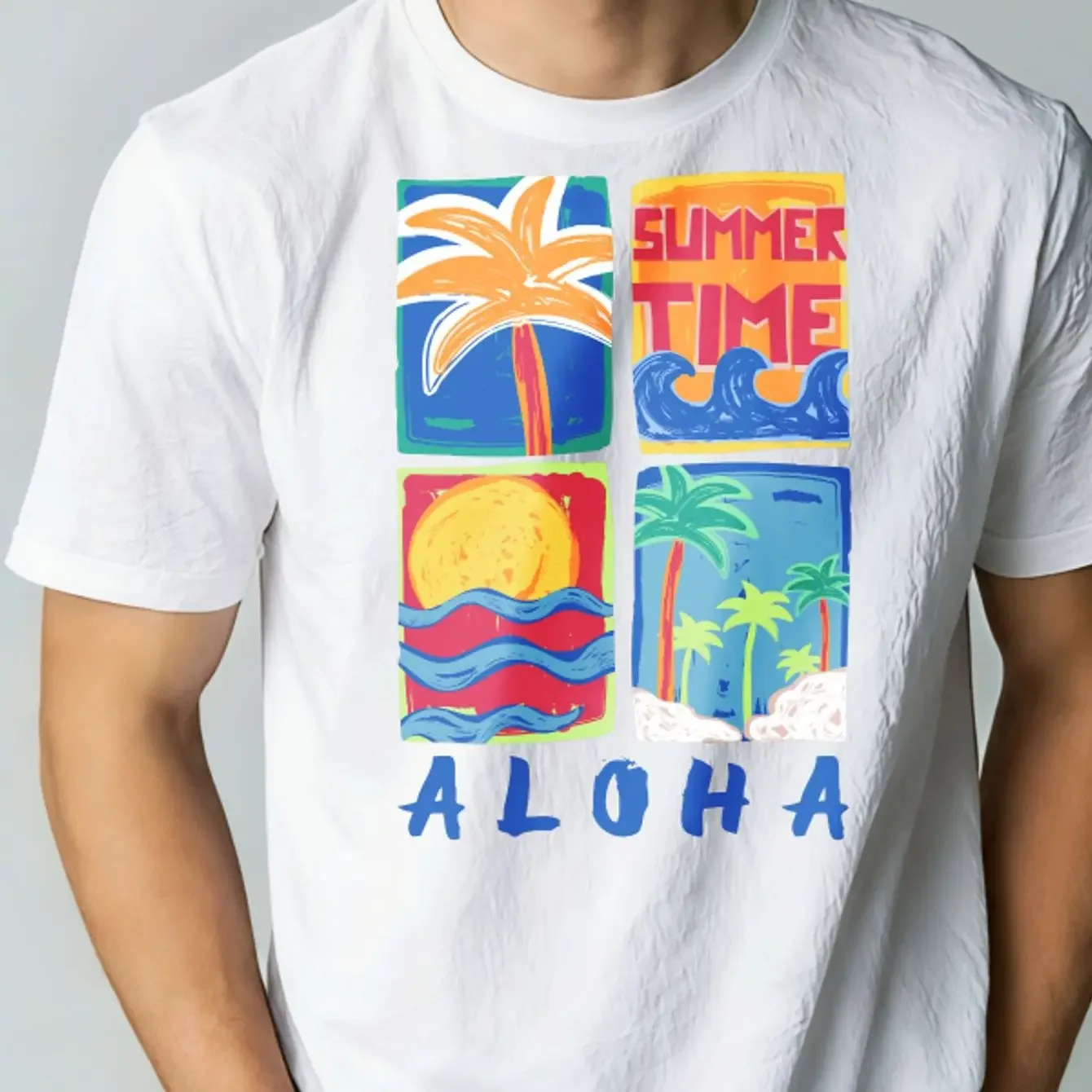 Men's 100% Cotton Hawaiian Style T-Shirt 