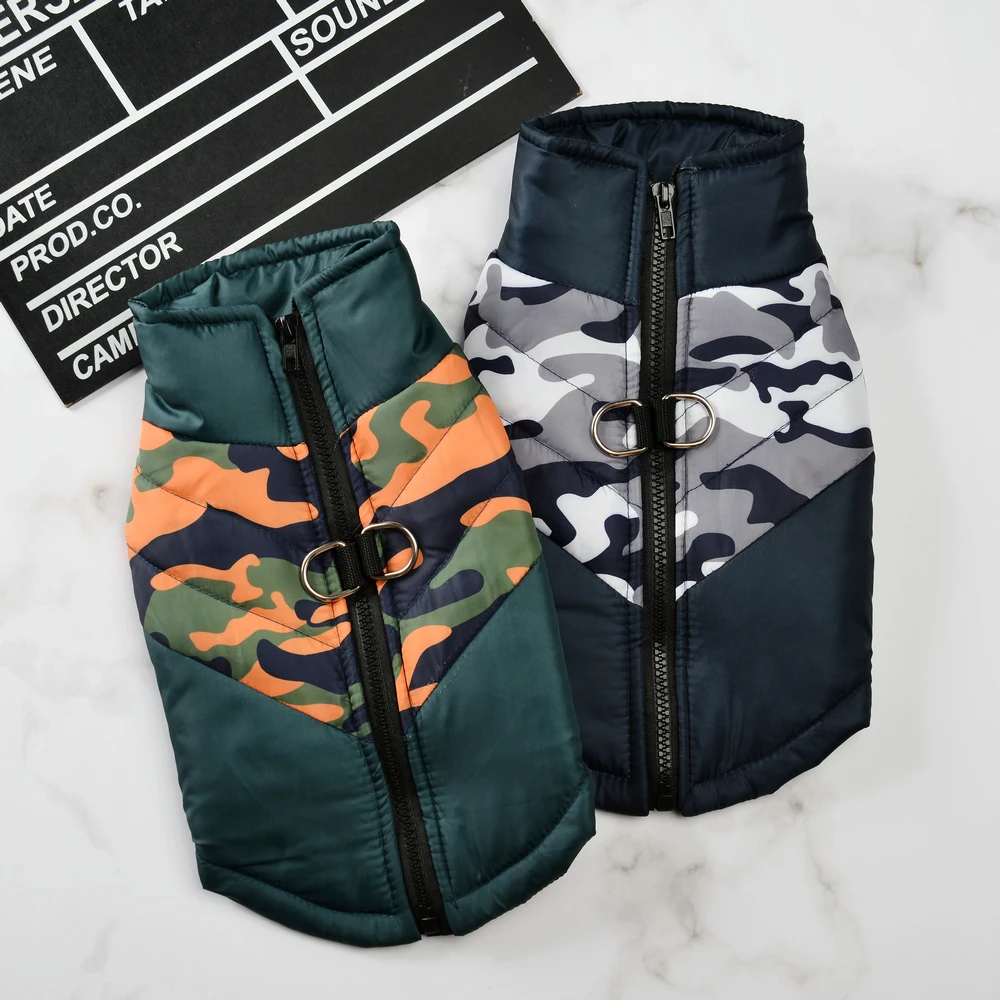 Winter Warme Hundejacke Für Kleine Mittelgroße Hunde Katzen Im Freien Wasserdichte Haustiermantel Mit D-ring Reißverschluss Camouflage Welpen Beagle Kleidung
