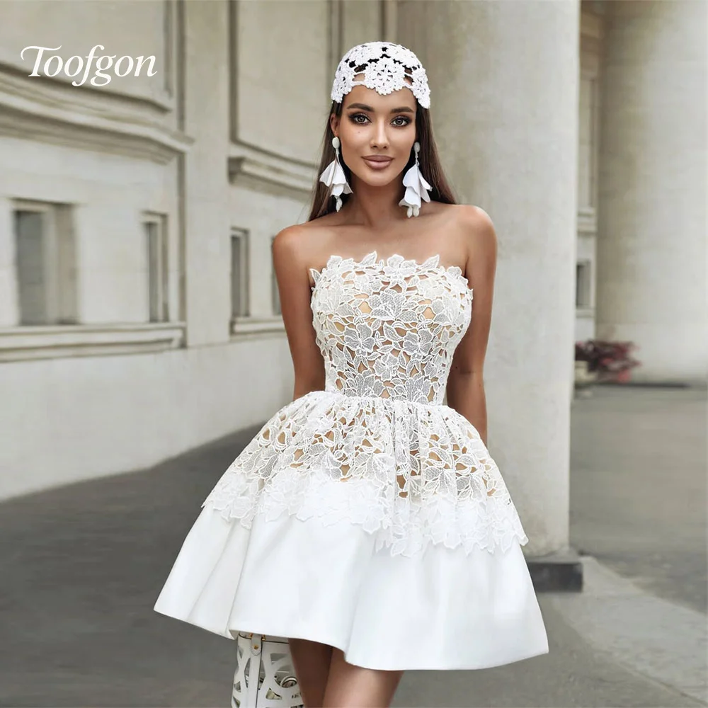 

Toofan без бретелек кружевные атласные мини-платья для выпускного вечера женские вечерние платья без рукавов коктейльное платье для особых случаев