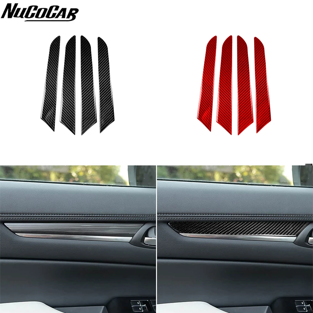 For Mazda CX-5 CX5 2017-2024 Carbon Fiber Door Panel Trim strip Car Accessories Interior Decorative Stickers