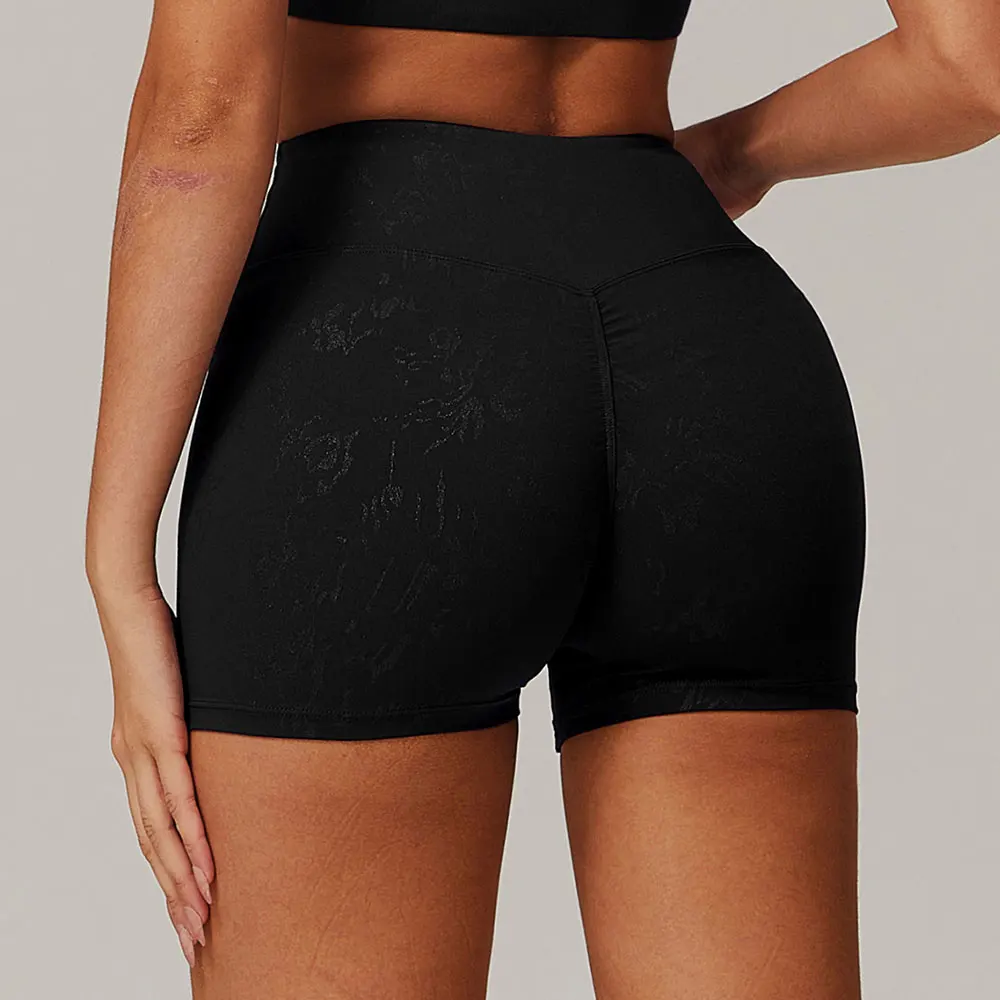 Mulheres esportes curto impresso yoga shorts de cintura alta respirável fitness apertado yoga legging shorts ciclismo atlético ginásio shorts