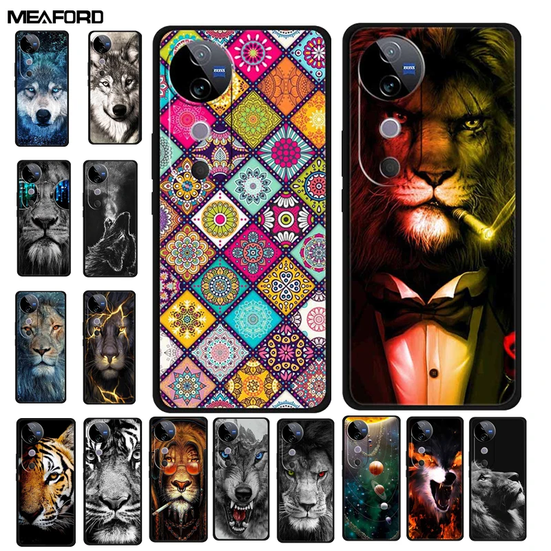 For vivo V40 V2348 5G Cases Wolf Lion TPU Soft Silicone Cool Back Covers For VIVO V40 Phone Cases Fundas Vivo V 40 Tiger Coque