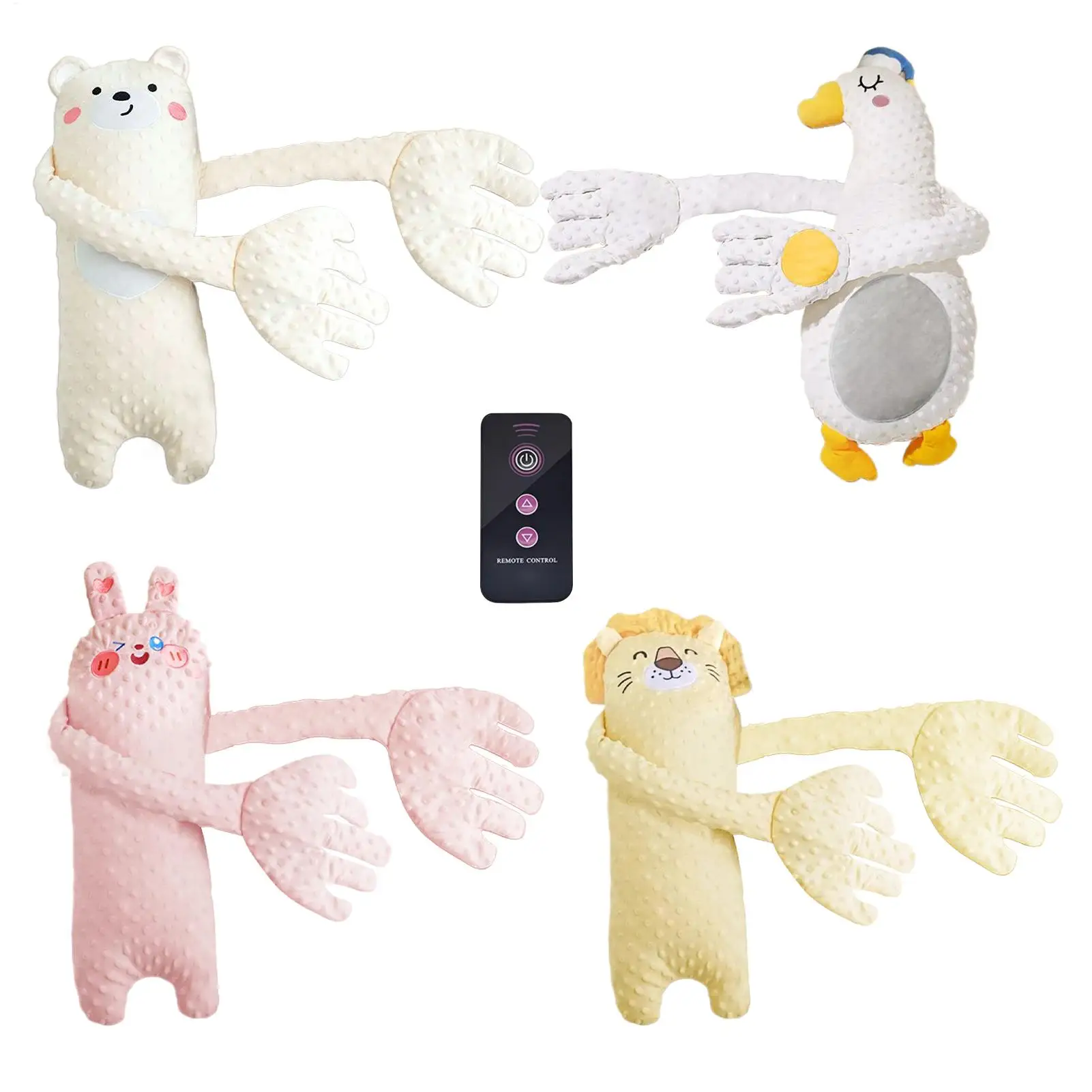 Almohada de control remoto con forma de animal lindo para acariciar al bebé, para dormir y decorar la guardería
