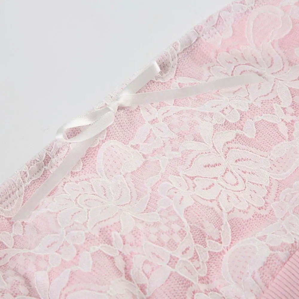 Elegant Slim Fit Lace Tube Tops Fake Two Pieces Mesh Flower Sweet Lace Vest Bow Chic Sleeveless Crop Top Women