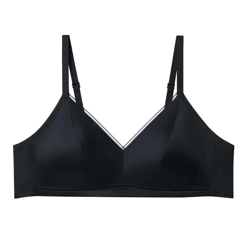 High end version silk satin without steel ring bra French smooth mulberry silk thin underwear bra Gently adhere to the skin