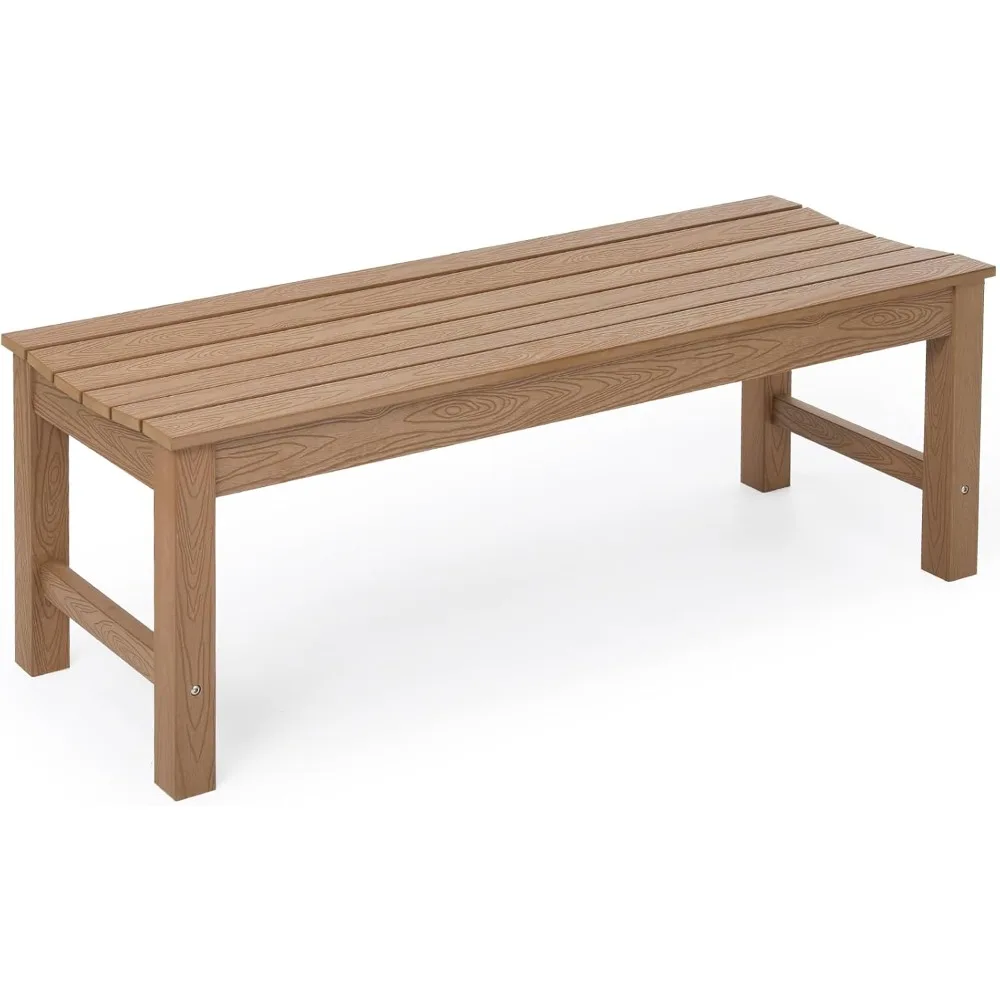 

Outdoor Bench, 2-Person Patio Backless Bench with 800 lbs Weight Capacity, All-Weather HIPS Garden Bench, Enteyway Bench, Never