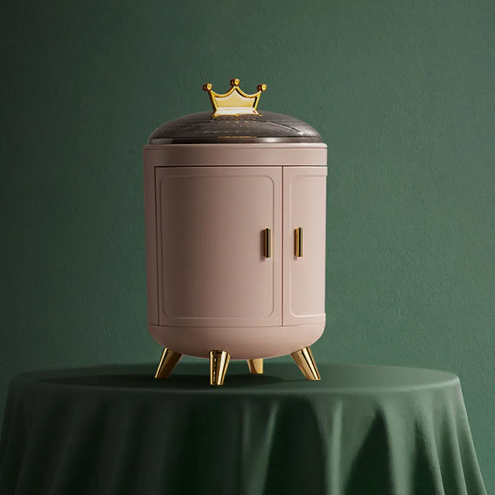 

Вращающаяся шкатулка для украшений цилиндрической формы, большой вместимости, настольный декоративный органайзер для хранения ожерелий, серег, браслетов, для дома