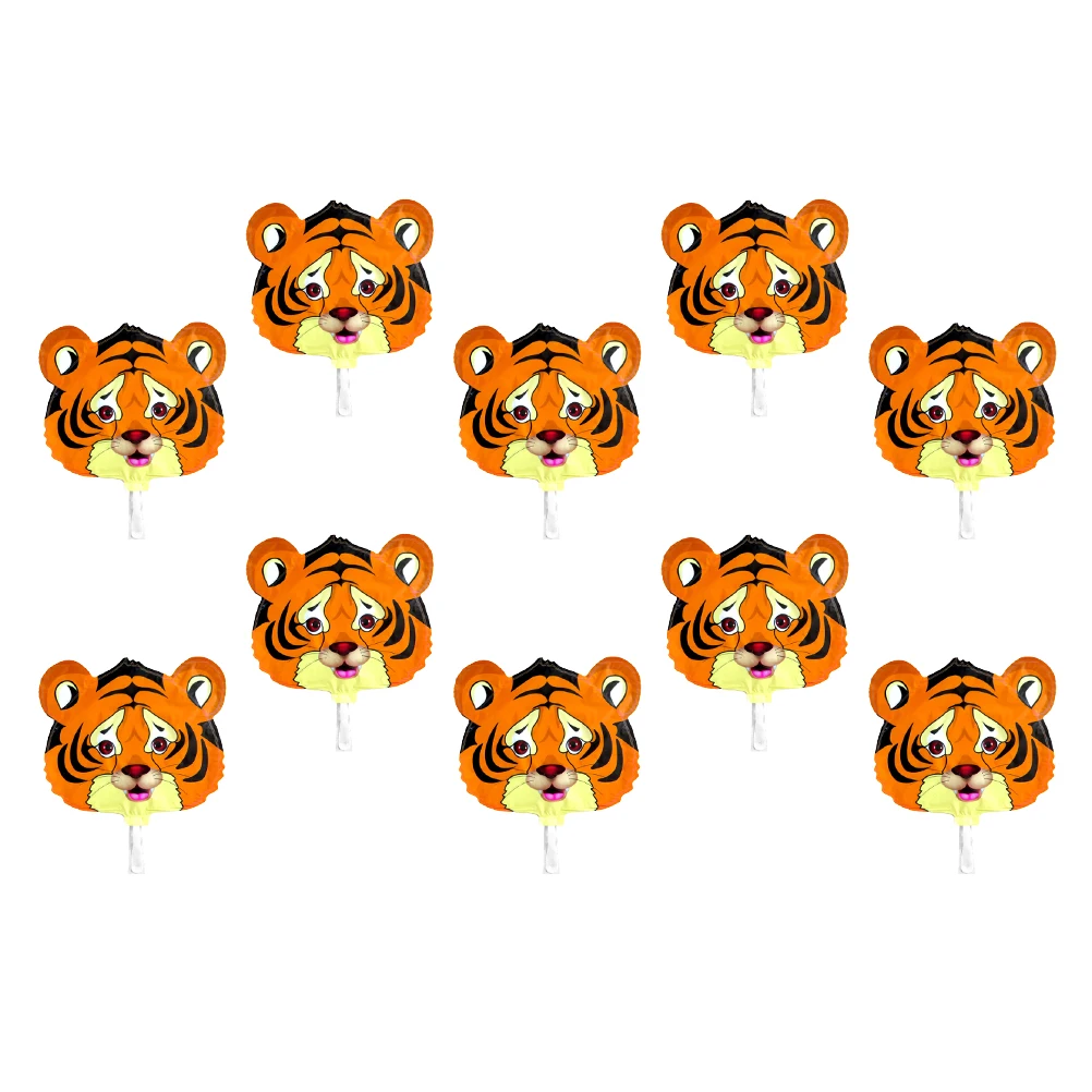 

10 Pcs Mini Tiger Balloon Animal Party Balloons Decorate Cartoon Aluminum Film New Year