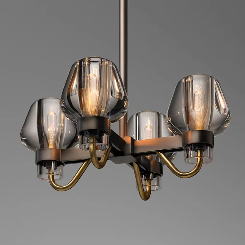 

Modern simple oval crystal pendant retro European Nordic style home bar restaurant iron