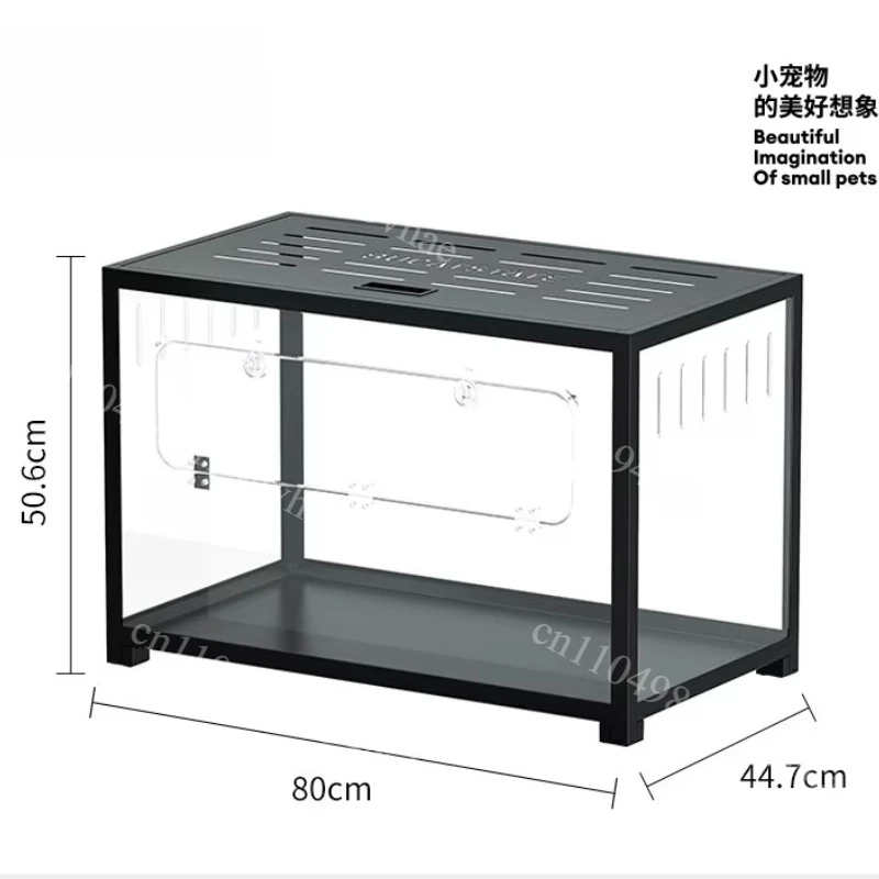 80cm 100cm metal transparent cage large luxury villa anti bite transparent belt wheel model