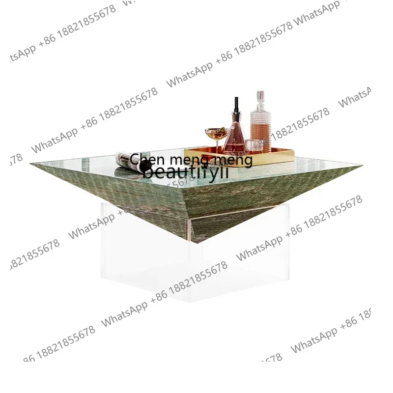 

HHItalian minimalist square high-end designer acrylic suspended coffee table living room light luxury high-end sense H