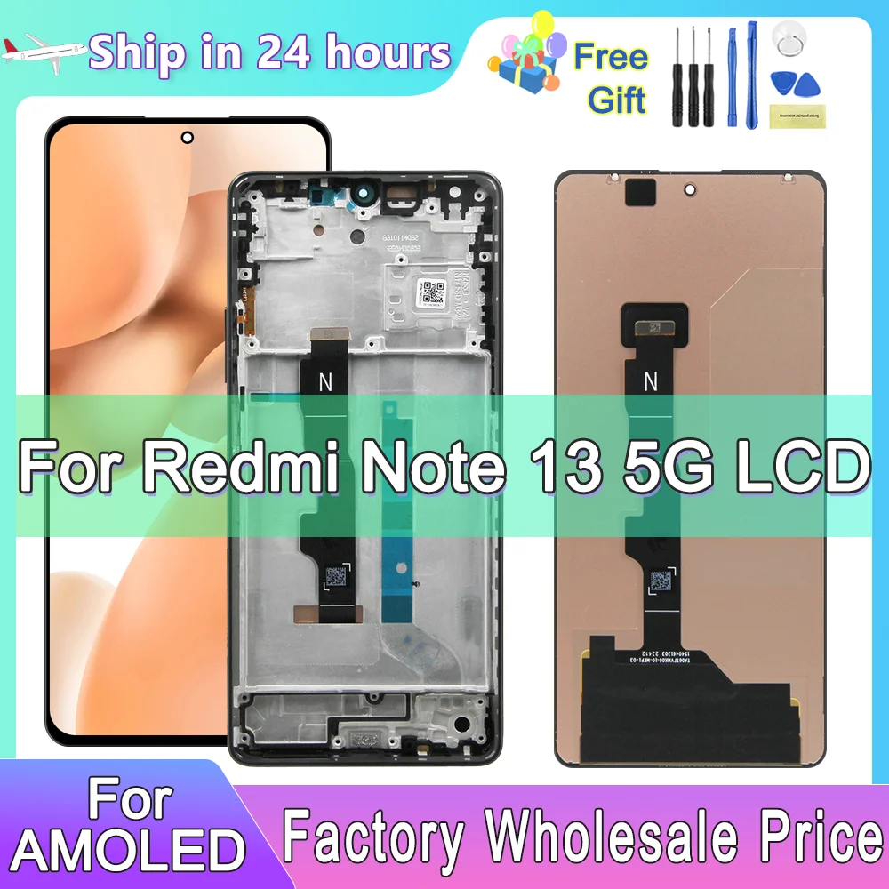 Tested AMOLED for Xiaomi Redmi Note 13 5G LCD display Touch Screen digitizer Assembly for Redmi Note13 2312DRAABC display