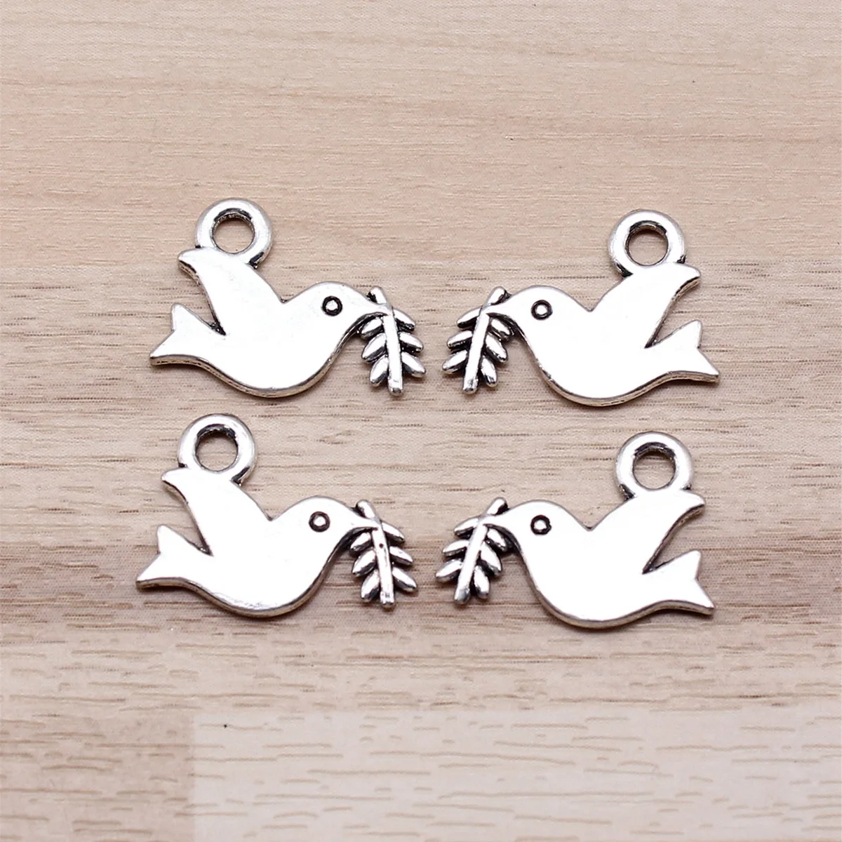 IFOCUS 20 قطعة/الوحدة حمامة الزيتون فرع السحر DIY بها بنفسك صنع المجوهرات سبائك الزنك 13x16 مللي متر/0.51x0.63 بوصة #2