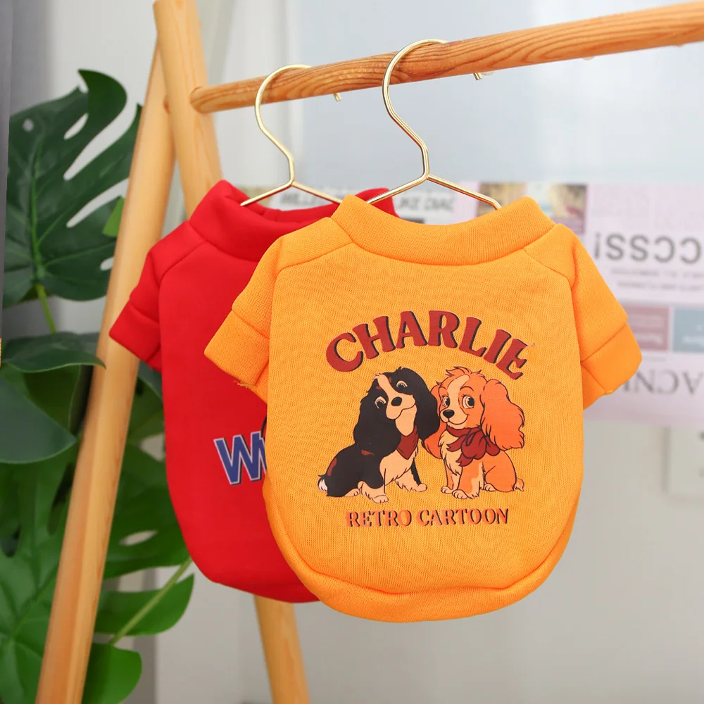 Autumn and winter pet clothes cute and stylish cartoon round neck hoodie super cute cat and dog universal clothes