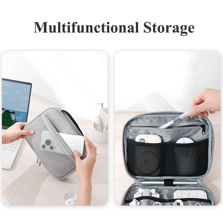 New Digital Wire Organizer Bag Travel Cable Mouse Accessories Pouch Zipper Cosmetic Bag Large Capacity Waterproof Makeup Bag