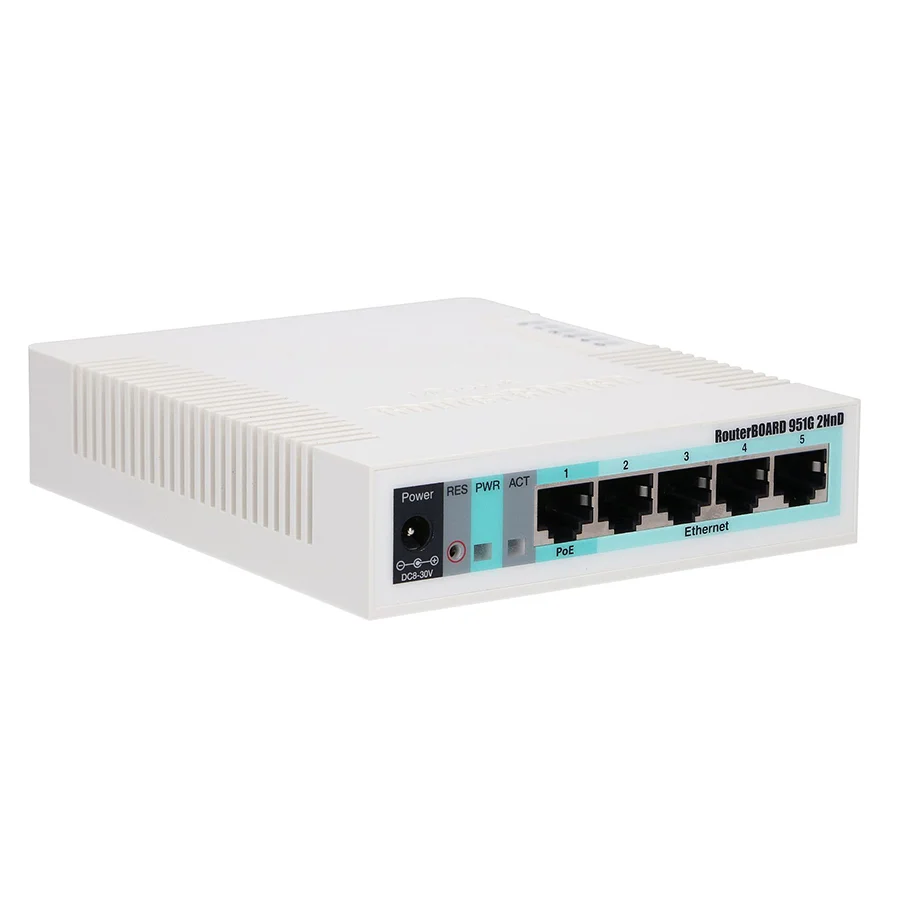 Mikrotik network router RB951G-2HnD 2.4Ghz AP, 5xGigabit Ethernet, USB, 600MHz CPU, 128MB RAM Wireless SOHO Gigabit Access Point