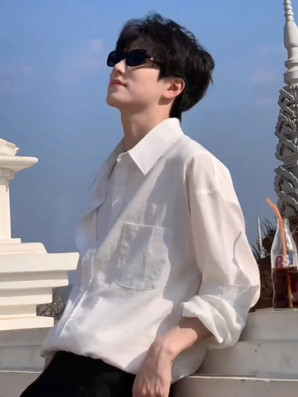 

Белая мужская рубашка с длинным рукавом Cleanfit для молодежи, весна-осень, повседневная, прочная, не требующая глажки, модная, с отложным воротником