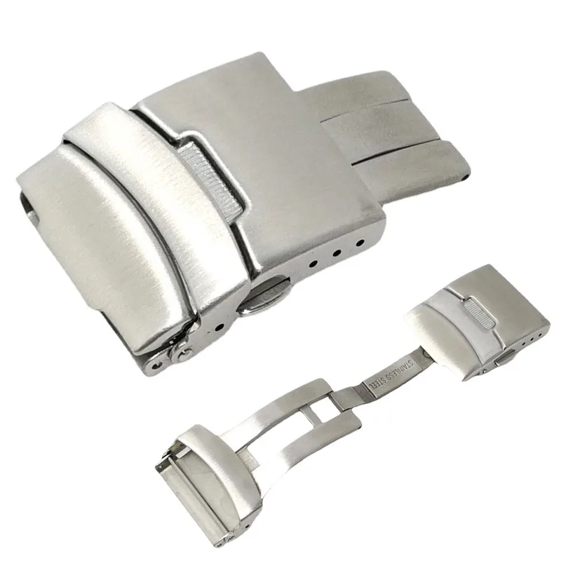 Boucle solide de luxe pour montre de plongée Seiko, fermoir pliant en acier inoxydable, 18mm, 20mm, 22mm, 24mm, bouton métallique, accessoires de montre