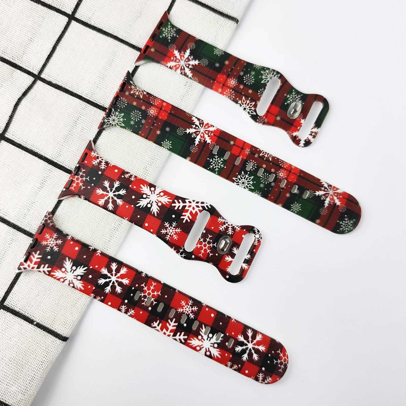 Snowflake Christmas Printed Strap for Apple Watch 11 10 9 8 SE Silicone Band Replacable Bracelet for iWatch 46mm 42mm 41mm 40mm
