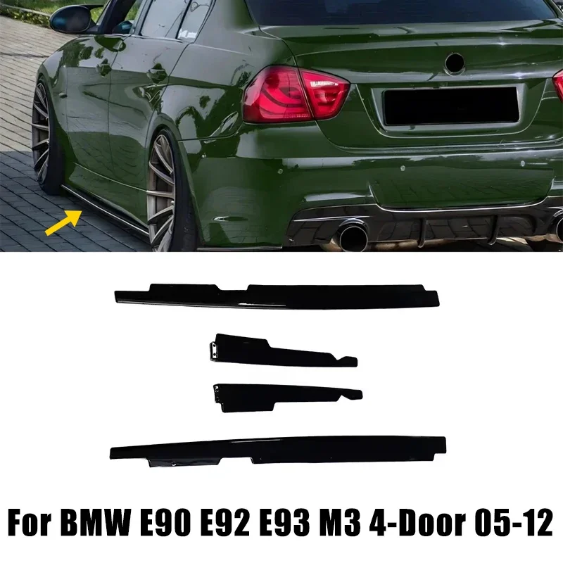 Car Side Skirt For BMW E90 E92 E93 M3 4-Door 2005-2012 Splitters Diffuser Bumper Spoiler Body Kit ABS Exterior Parts 2006 2011