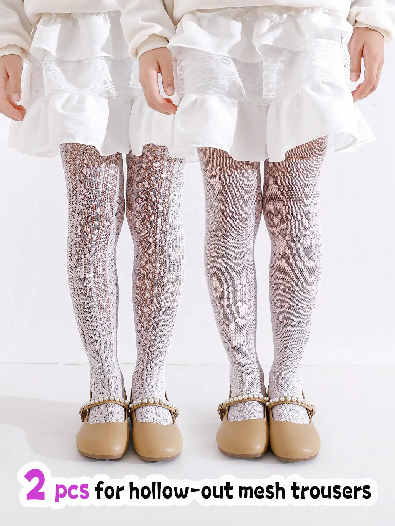 2 Stück durchsichtige Netzstrumpfhose für Kleinkinder, Mädchen, 2–12 Jahre, atmungsaktiv, elastisch, durchsichtig, für den Sommer, Freizeit, Prinzessinnen-Outfits, passend zu Kleidern