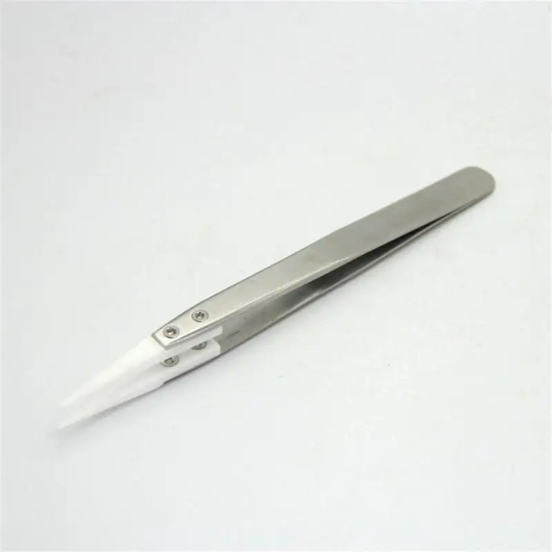 1/3/5PCS Stainless Steel Ceramic Tweezers Heat Resistant Antimagnetic Ceramic Straight Curved Tip Tweezers