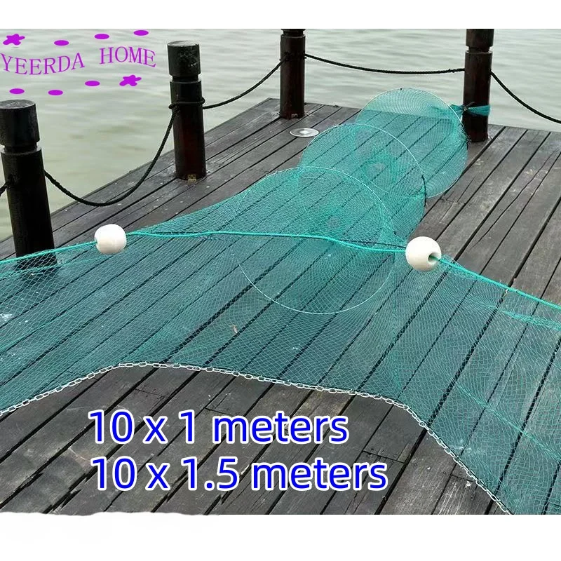10m Width Big Size Fishing Net Trap iron chain Sinker Deep Water Portable Fish Crab Crayfish Catcher Trap Fish Network