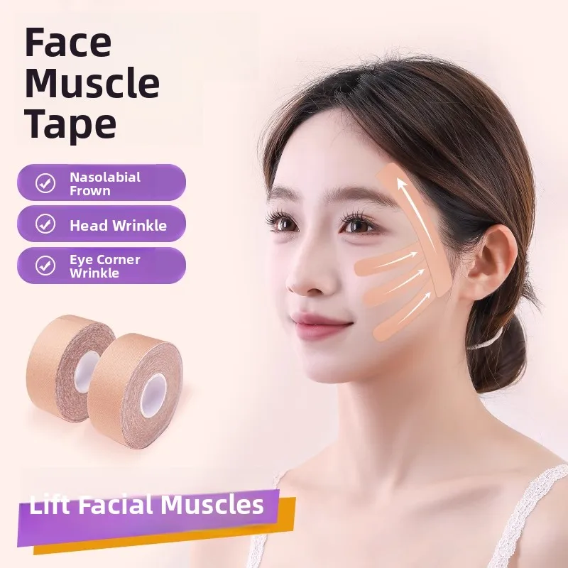 

Face Muscle Tape Lift Tightening Elastic Cloth Wrinkle Reduction Lines Smoothing Lightweight Band for Fitness And Yoga
