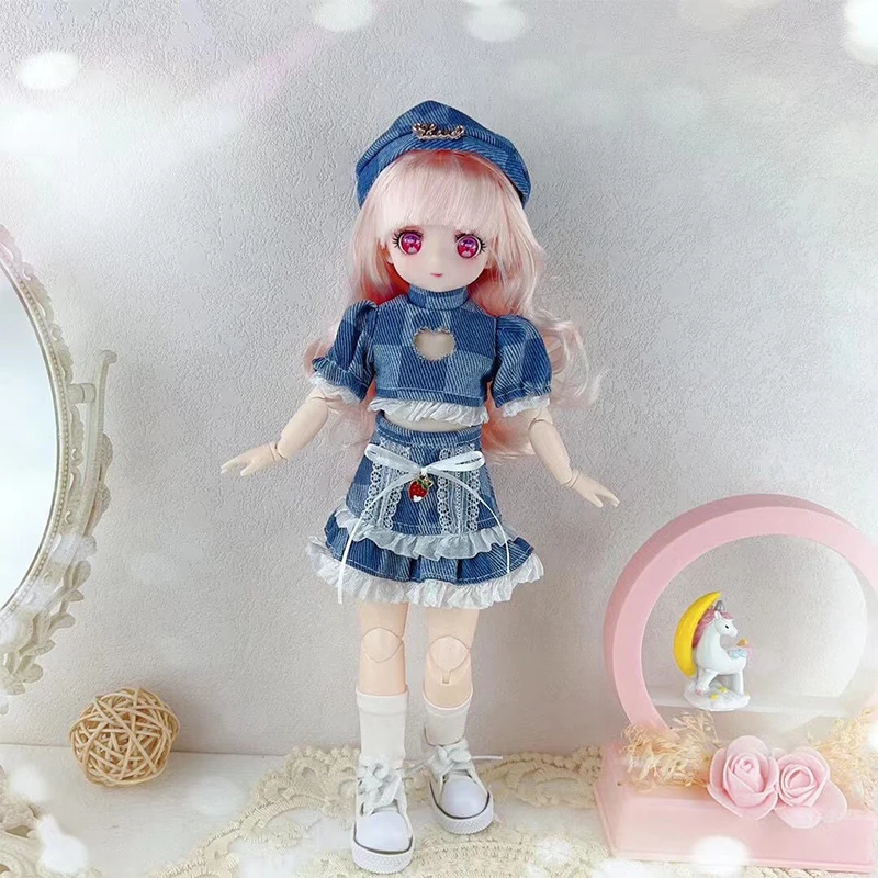 Reborn Doll 30cm Sphere Joint Doll Anime Girl Comic Face 6-inch Bjd Doll Girl Dress Up Children's Toy Give Girls Christmas Gifts