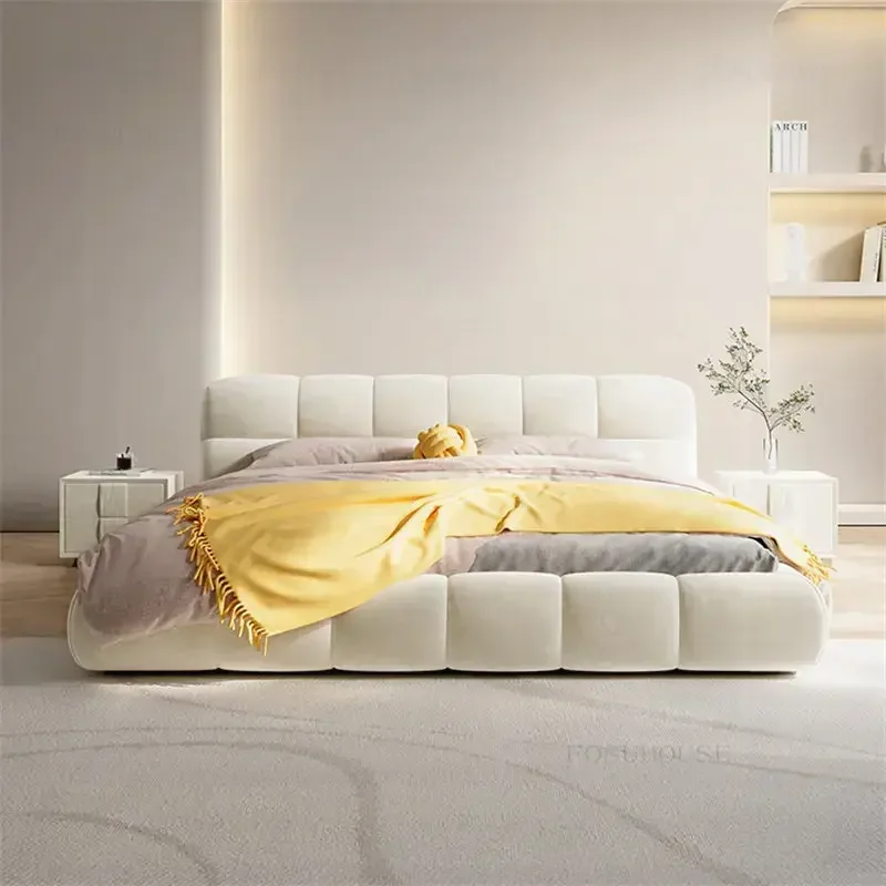 شقة التكنولوجيا الحديثة إطار سرير من القماش عنبر الشمال الأثاث سرير مزدوج كريم ماستر كاماس دي دورميتوريو الأثاث