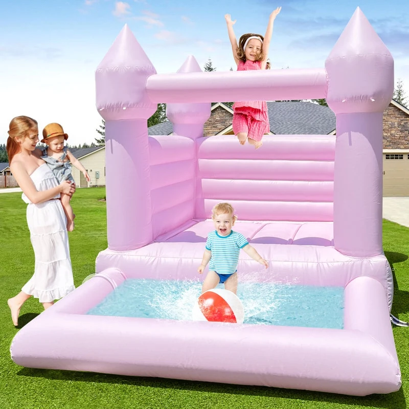 Pink Green Blue Black PVC Kid Inflatable Jumping Castle Bounce Houses With Ball Pool Outdoor Children Parties Game Bouncy House