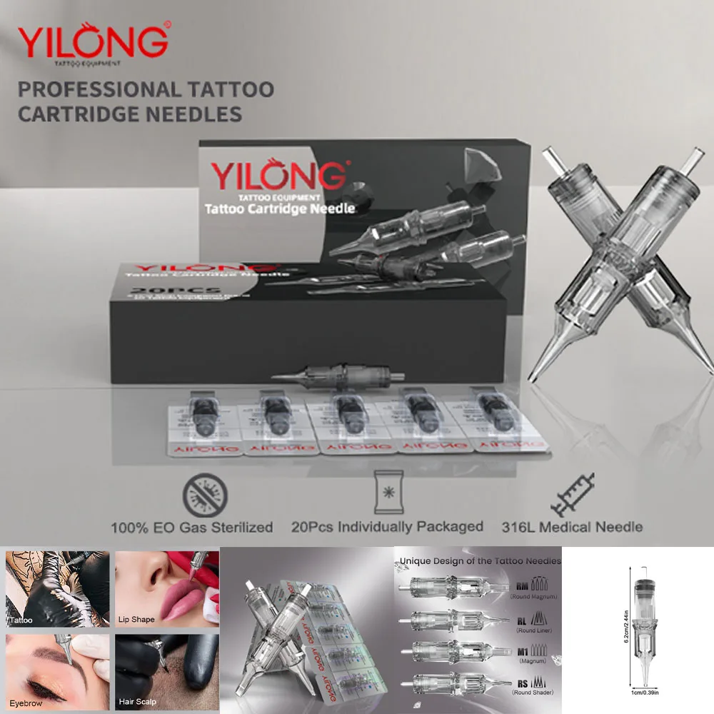 

YILONG 20Pcs/lot Tattoo Cartridge Needles Disposable Sterilized Safety Tattoo Needle For Tattoo Machines Tattoo Grips