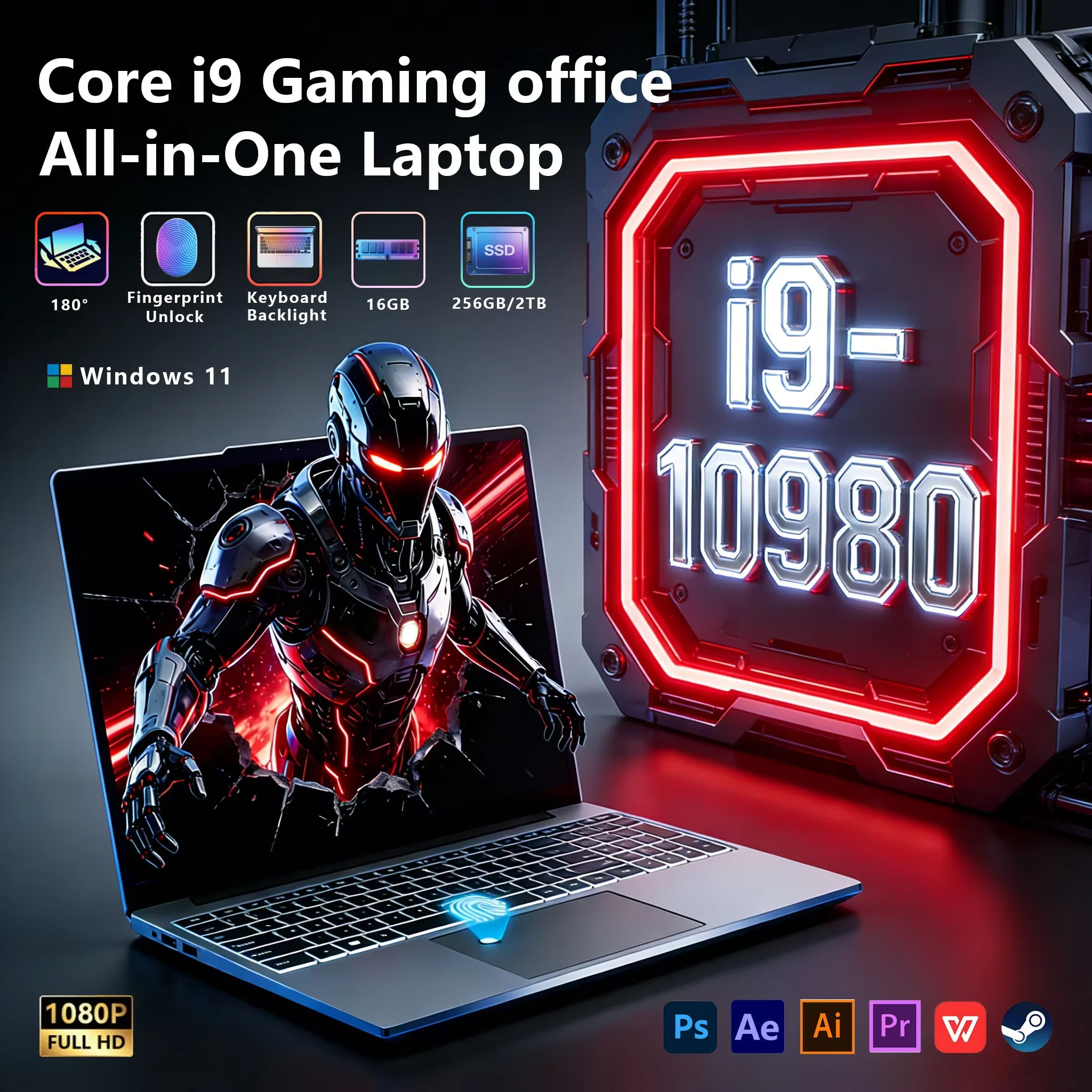 Core i9-10980 Gaming Office Laptop | 16GB RAM | 1TB 2TB SSD | 1080P FHD | Fingerprint Unlock | Excellent Cost Performance and Pe