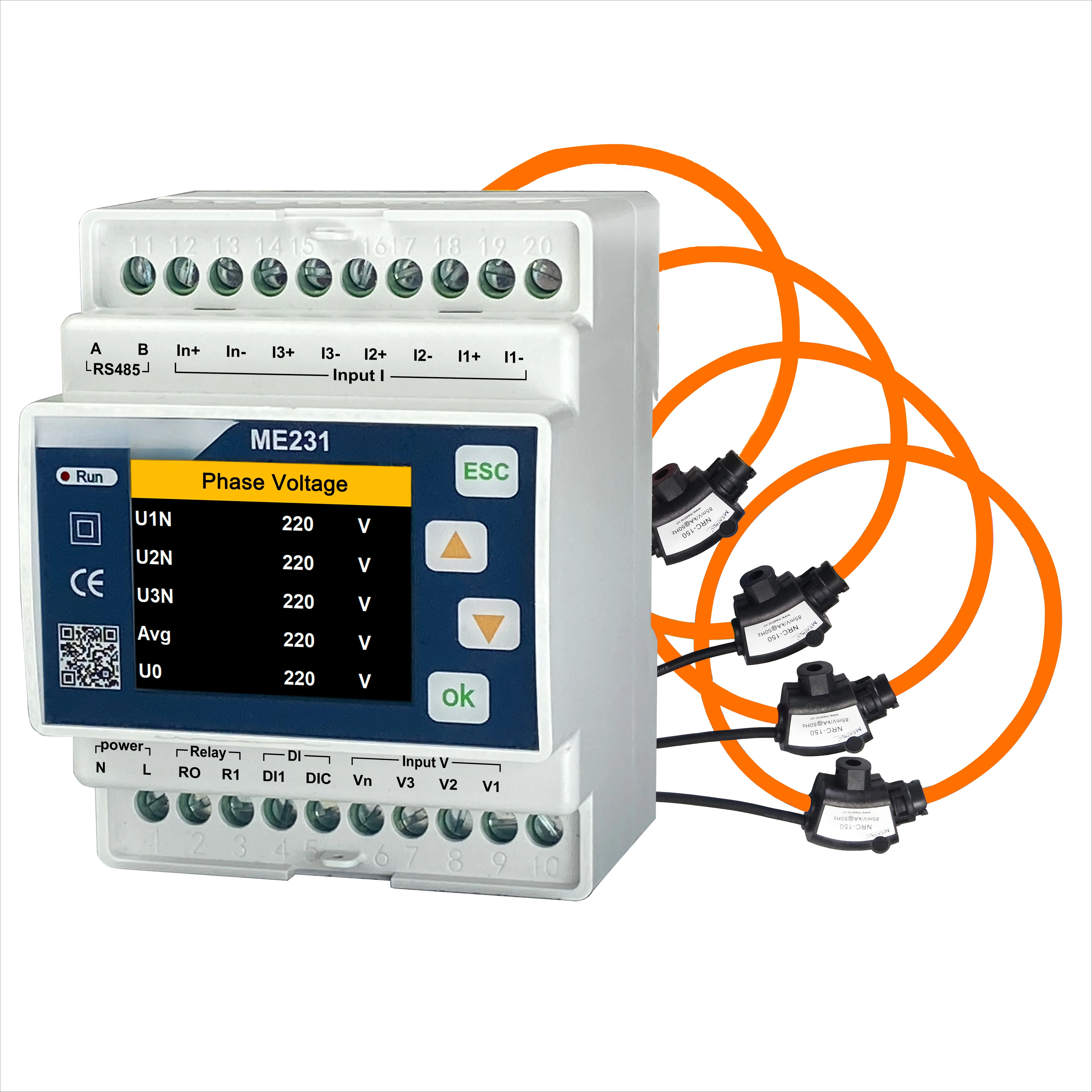 Smart Household Energy Meter RS485 Modbus WIFI 4G Rogowski Coil Digital Electric Power Energy Meter