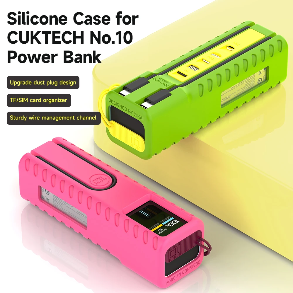 Silicone Case for CUKTECH No.10 Power Bank Storage Bag Anti-Lost Sim Card Eject Pin Needle Storage Case USB C Cable Organizer