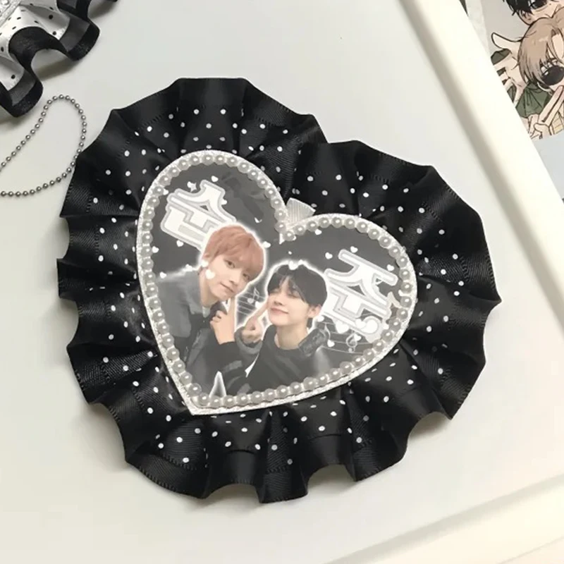 

Брелок для фанатов с индивидуальным дизайном, персонализированный подарок с фото и именем, ручная работа, K-pop, кружево, стразы, декор