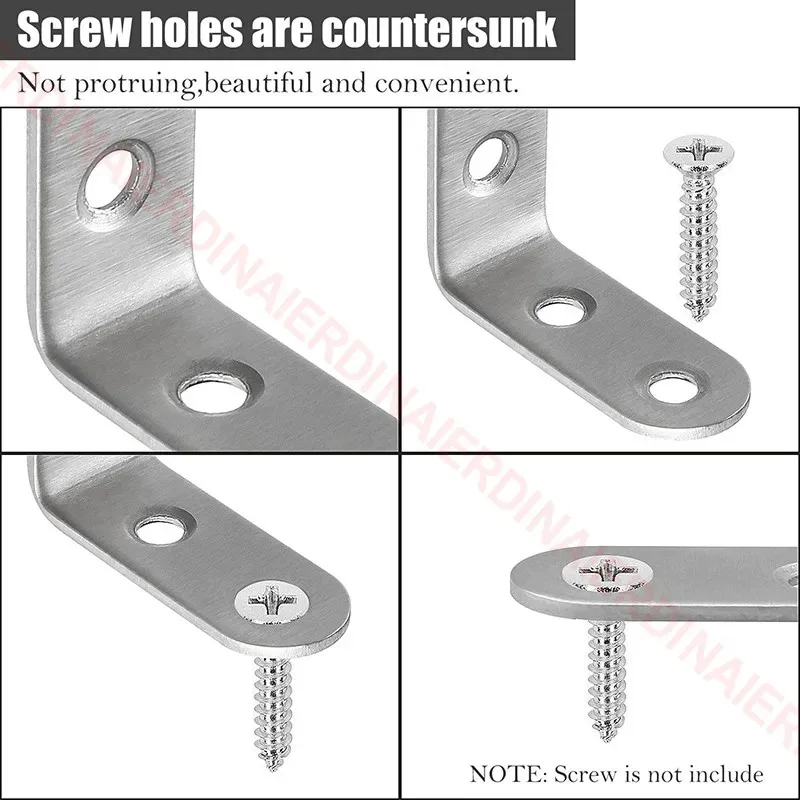NAIERDI 10PCS 90 Degree Angle Corner Brackets Stainless Steel Corner Brace Fastener Wall Brackets Hanger for Shelves,Table,Chair