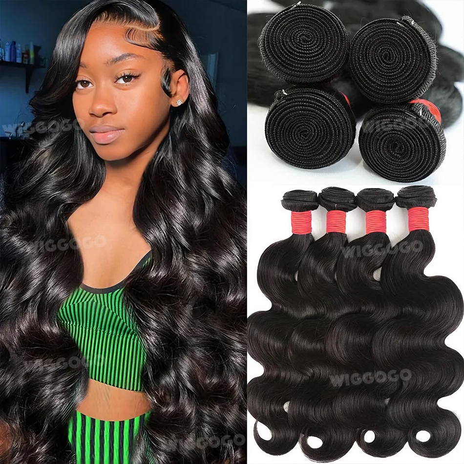 

Пучки объемных волн Wiggogo с застежкой, бразильские человеческие волосы, 1/3/4 шт., с необработанными пучками для наращивания волн воды, предложение