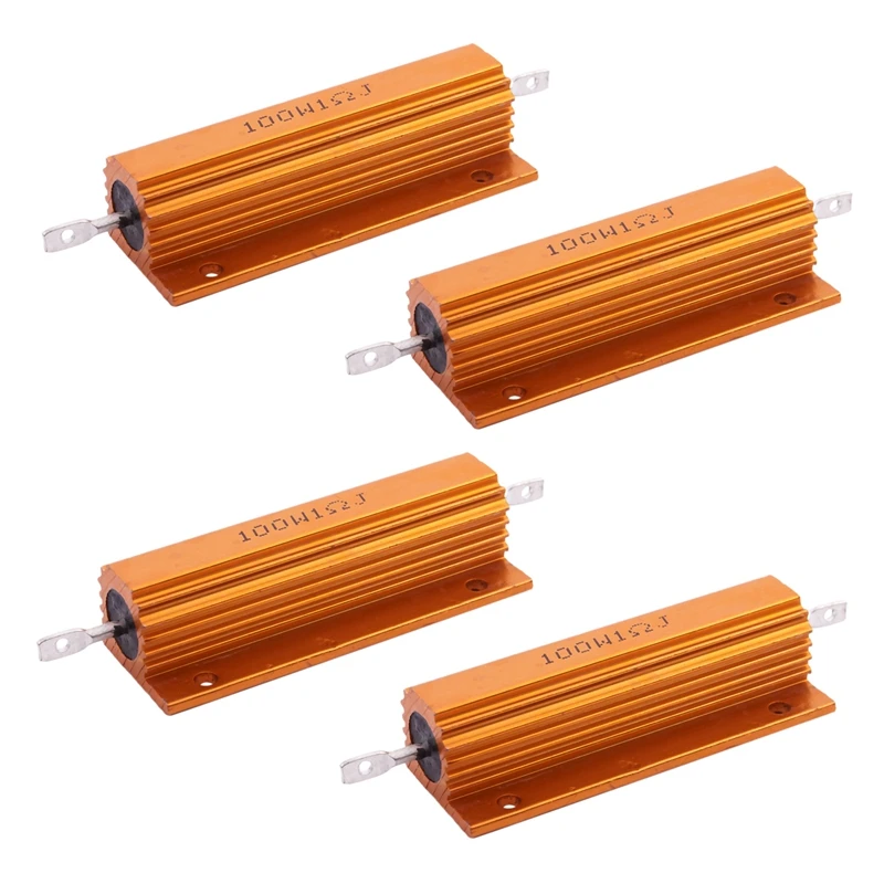 4X Gold Aluminum Clad Power Resistor Resistance 100W, 1 Ohm 1R