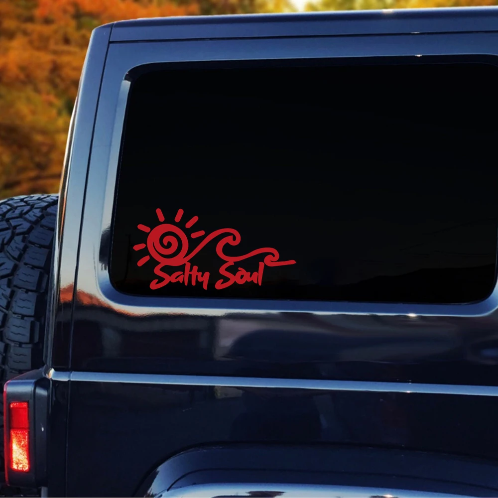 Salty Soul Sun Wave Vinyl Sticker Adventure Outdoor  Nature Beach Ocean Car Truck RV Bodywork Decals Accessories