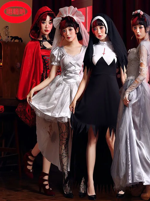 

Костюм для взрослых на Хэллоуин, новый кинотеатр для косплея, ролевая плюшевая невеста-призрак, маленькая красная шапочка, полиэфирное волокно 00%