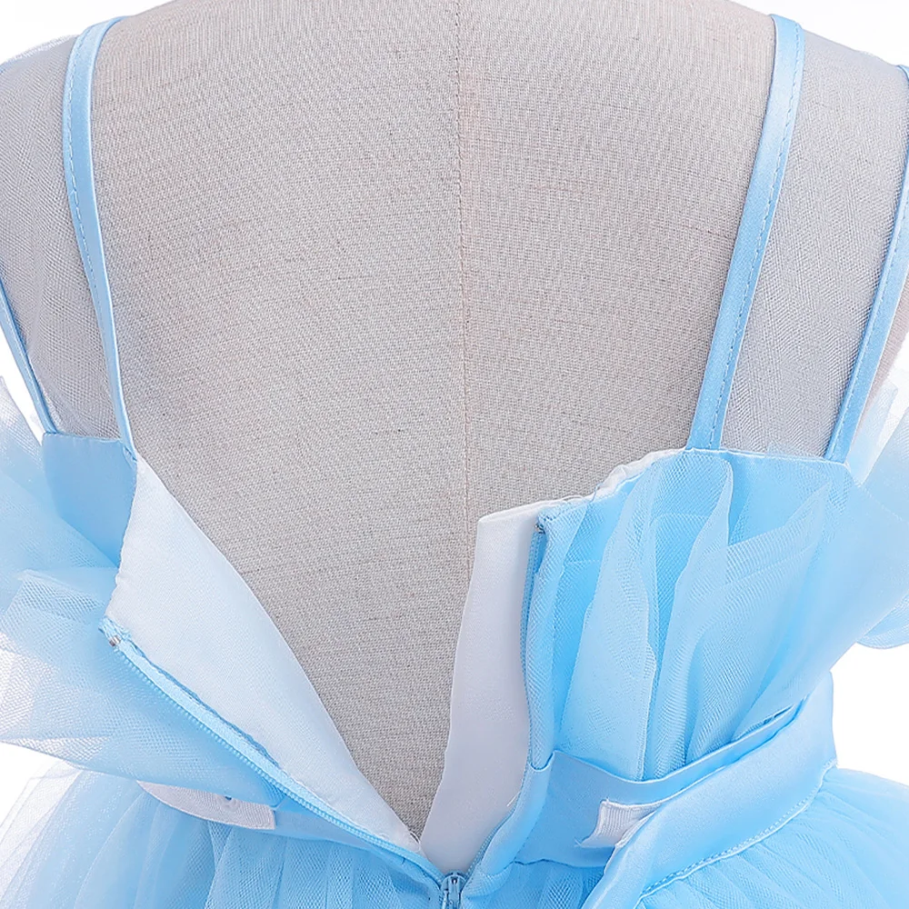 Mädchen Festkleid mit Schleppe Elegantes Tüll-Hochzeitskleid 2-8 Jahre Schleife Geburtstag Brautjungfern Prinzessinnenkleid Abendkleid Kinderkleidung – Detail 35
